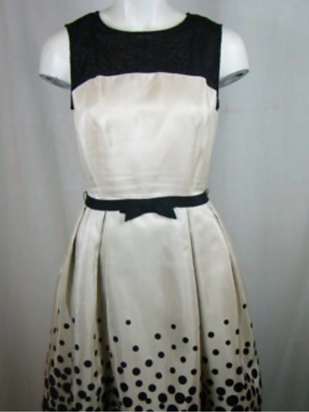Taylor A-Dress Black Beige Polka Dot Lace Mesh Satin 50's Style from ModCloth